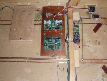 Servo motor controller & dual timer board (centre) and Dalek voice board (left)